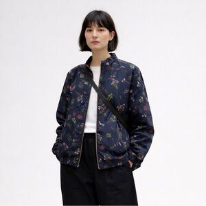 NATHALIE ANDERSEN - Floral Bomber Jacket | Lightweight Navy Zip-Up | Casual Chic